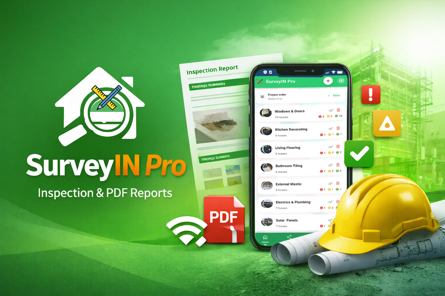 SurveyIN Pro cover image showing inspection and PDF reports