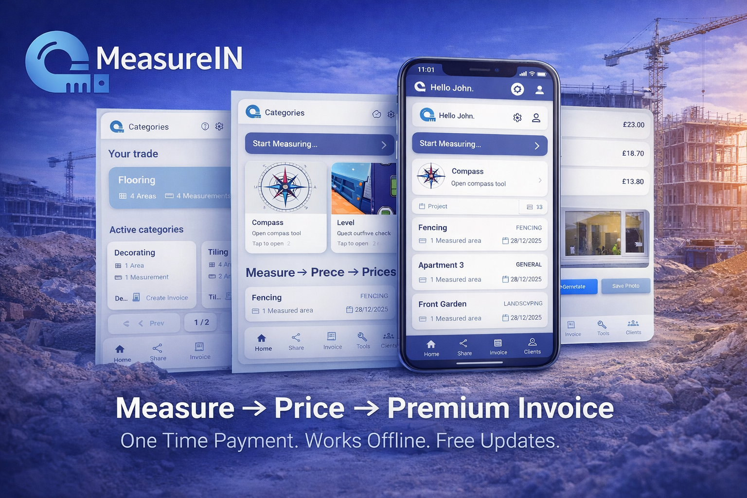 MeasureIN Pro preview showing premium measuring workflow